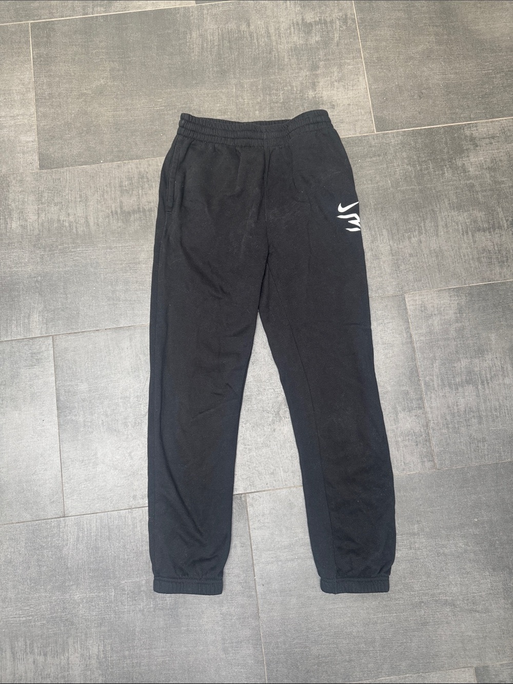 Nike Black Sweat Joggers with White Swoosh - Kids